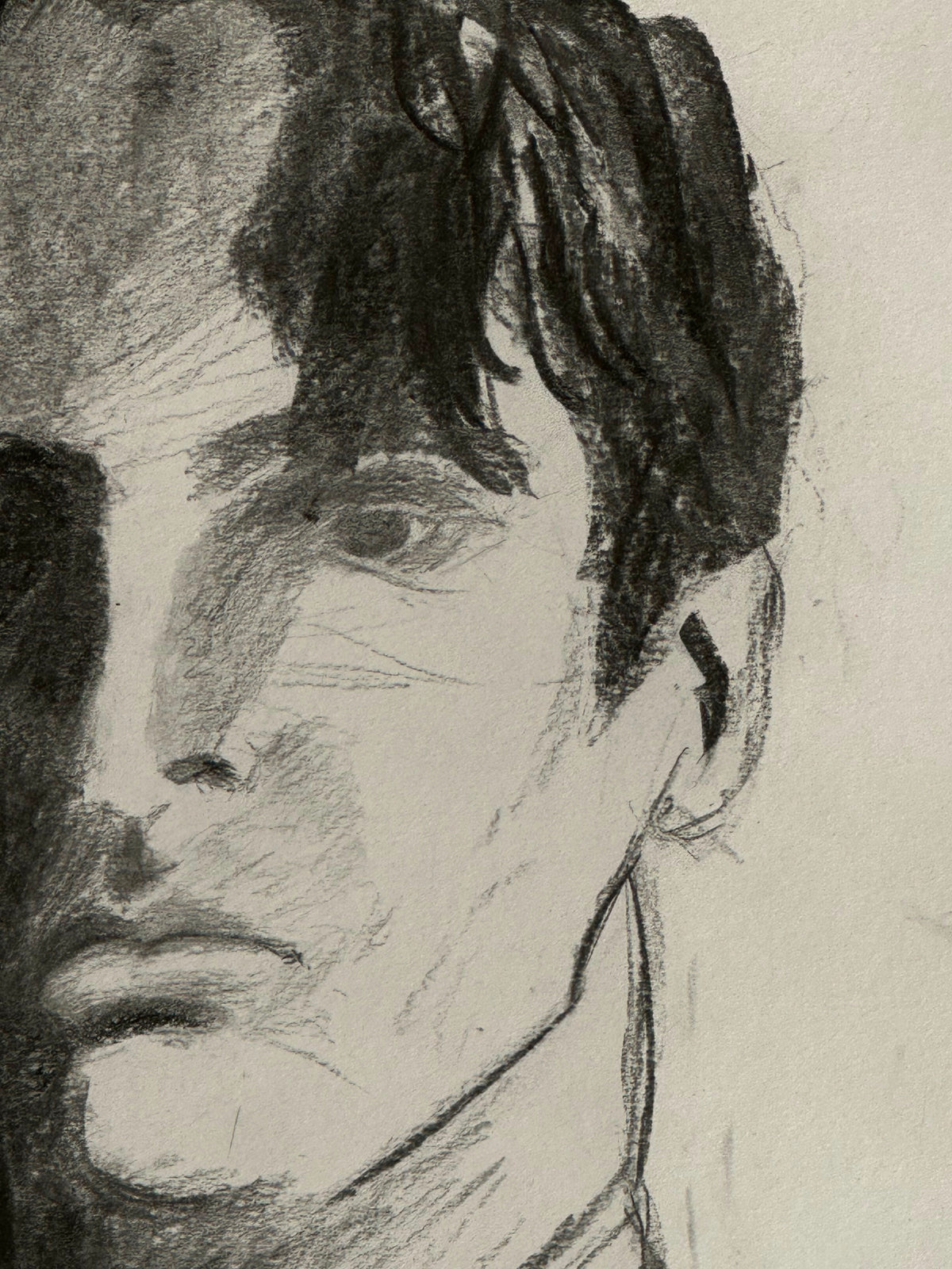 Study in Half Light | Original Charcoal Portrait Drawing